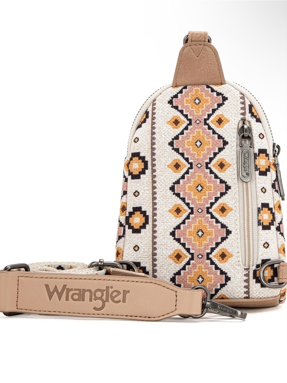Wrangler Aztec Geometric Embroidered Southwest Crossbody Sling Bag